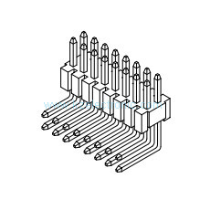 Quality Double row 1.27*1.27mm right angle DIP pin male header for sale