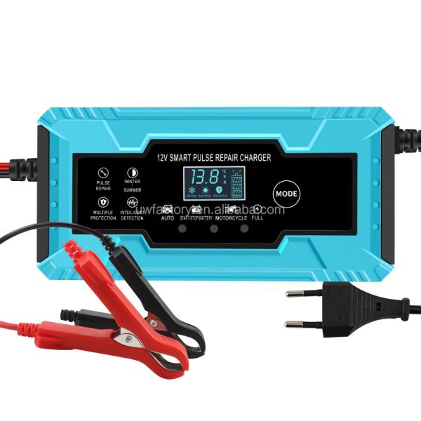 12V 4A 3A 2A Solar Auto Digital Battery Charger with LCD Display Reverse Connecting Protection Connector Current Protection