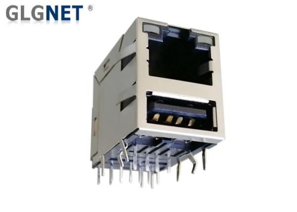 Quality USB2.0 Interface RJ45 Multiple Port Connectors With LED Light Pipes for sale
