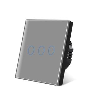 86Type EU Standard Grey Touch Light Wall Switch Tempered Glass Panel Touch Switch With Led Indicator