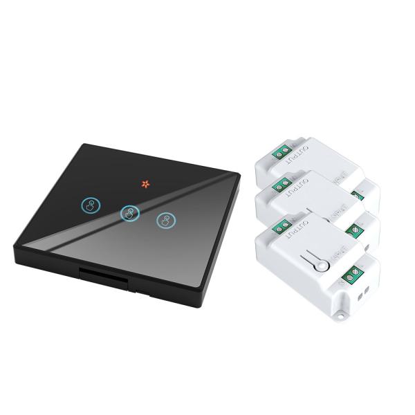 Quality 10A Fire Resistant ABS Homekit Smart Switch tempered Glass Panel Three On/Off Switches support remote control for sale