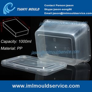 China PP 1000ml thin wall disposable rectangular plastic food box/ transparent packaging mould wholesale