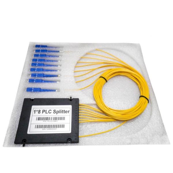Quality 2.0mm G657A Fiber Optical Splitter 1x8 , ABS BOX PLC Splitter With SCUPC Connectors for sale