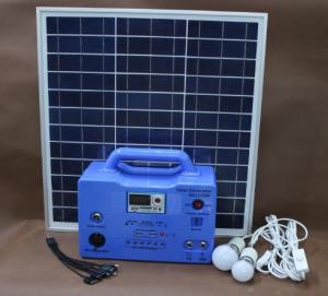 China 30W portable solar power system with radio, DC12V and USB output for solar home lighting, radio and MP3 wholesale