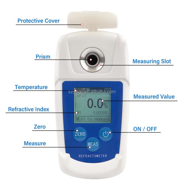 Digital Brix Refractometer with 0-55% Measurement Range Compact Size 120mm*58.5mm*30mm and ±0.1%Brix Resolving Power