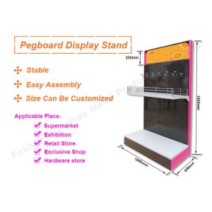 Multi-Function Floor Standing Metal Stand Pegboard Counter Display