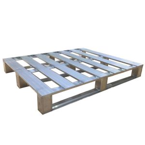 China Silver Sturdy Stackable Metal Pallets Logistics Supermarket Use wholesale