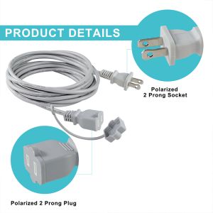 NEMA 1-15P to NEMA 1-15R AC Power Adapter with Safety Cover Gray for Household