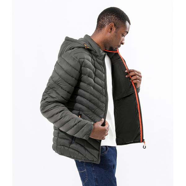 New men's autumn winter down jacket lightweight casual warm long sleeve cotton waterproof windproof coat with a detachable hood