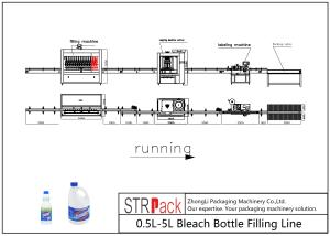 China 0.5L-5L Anti Corrosive Diving Bleach Bottle Filling Line With Capping Machine Labeling Machine For Bleach Bottle Packing wholesale
