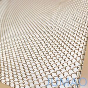 Custom Mesh Screen Divider Architectural Woven Metal Mesh Champagne Gold
