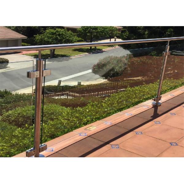 Residential Balcony Stainless Steel Glass Railing Flooring Mounted Customized Size