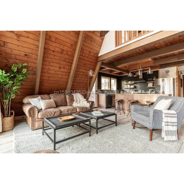 EU Triangle A-Shaped Steel Structure Frame Room Modern Tiny House Prefab Kit Luxury Triangle A-Frame House with Wooden Houses