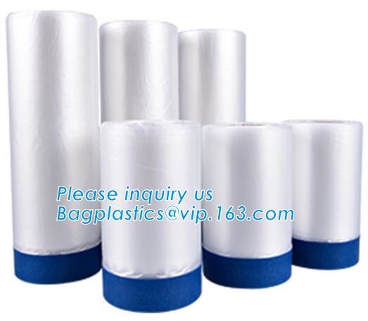 Pre-tapd paint masking film HDPE,Car paint repair masking film with tape, Hot sell masking film with adhesive tape, PAC