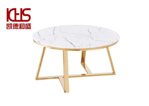 Quality White MDF Marble Effect Coffee Table Modern Minimalist MDF End Table for sale