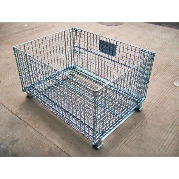 Folding Stackable Steel Wire Mesh Pallet Cage With Galvanized Surface Treatment