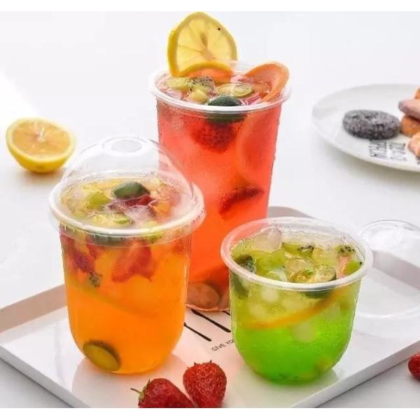 Cold Beverage Dessert U Shaped Plastic Cups With Logo Printing