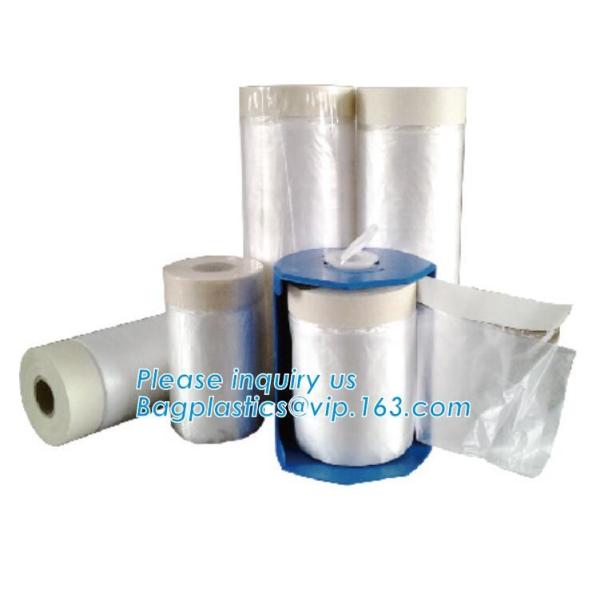 Pre-tapd paint masking film HDPE,Car paint repair masking film with tape, Hot sell masking film with adhesive tape, PAC