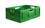 Customized Logo Green Collapsible Plastic Mesh Storage Crate for Vegetables and