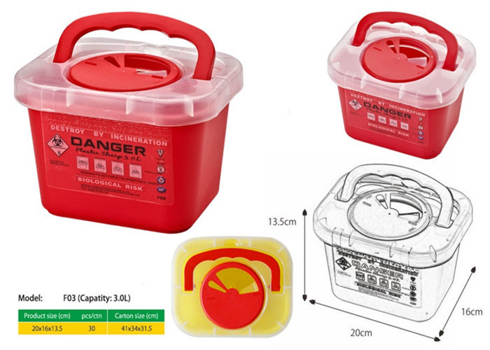 3 Litre Sharps disposal container, Sharps Container, Red sharps containers -