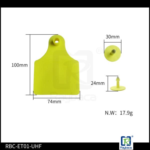 Yellow Colour Electronic Ear Tags / RFID Cattle Gps Tracking Ear Tags