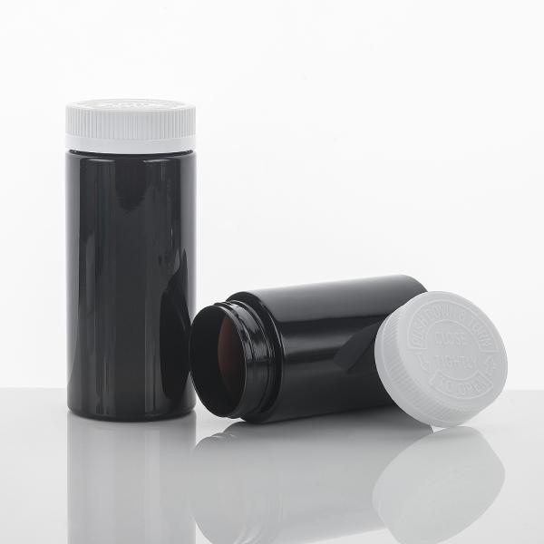 Promotion Plastic Capsule Medical Bottle 8oz Black Empty Plastic Pill Bottle Container with Tamper Proof Cap Sample Provide