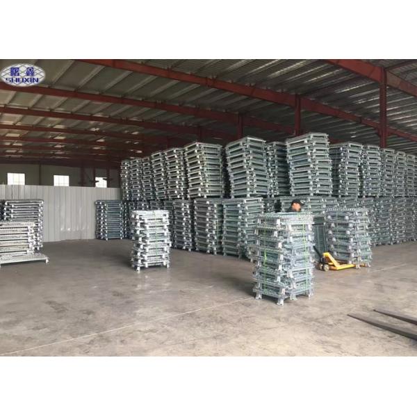Size Customized Wire Mesh Pallet Cages , Metal Folding Collapsible Pallet Cages
