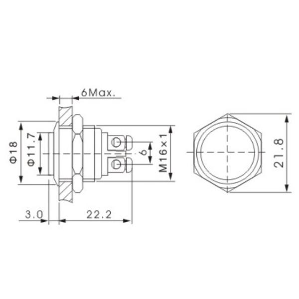 Waterproof Panel Mount Push Button Switch Momentary Stainless Steel Bell Button