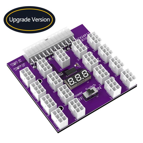 Quality ATX 24PIN To 17 x 12V PCI-E 6Pin Connector Breakout Board Support Max 800W Computer Power Supply for sale