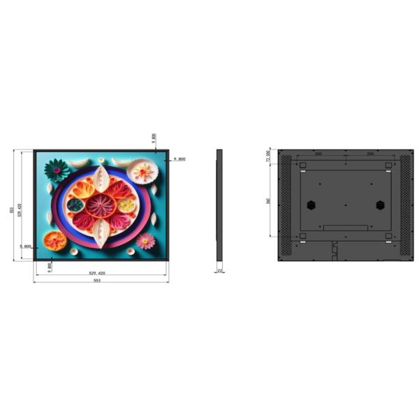 High Contrast 29.5inch Square LCD Display Wall Mounted Digital Signage