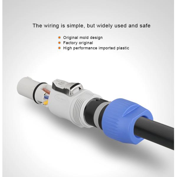 Industrial DC Plug Solar Panel Powercon Connector 3 Pin Waterproof IP67 Plastic Plug and Socket Connector