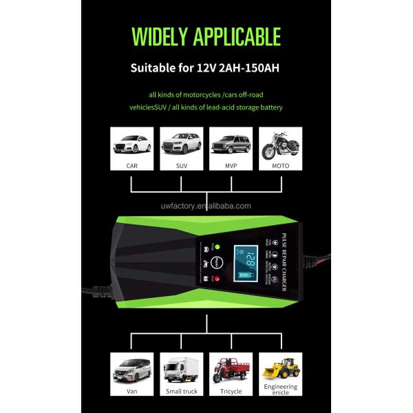 Automatic Identification 12V6V 8A 10A 12A Lead-Acid Battery Charger with Multi- and PC Fireproof Material