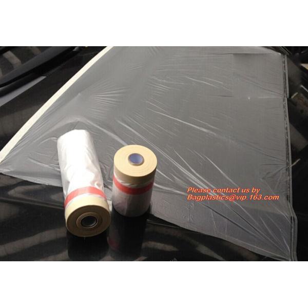 Pre-tapd paint masking film HDPE,Car paint repair masking film with tape, Hot sell masking film with adhesive tape, PAC