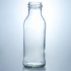 China Clear Glass Beverage Bottle Popular 100ml260ml 500ml 1000ml Round Bottle with Screw Cap on sale