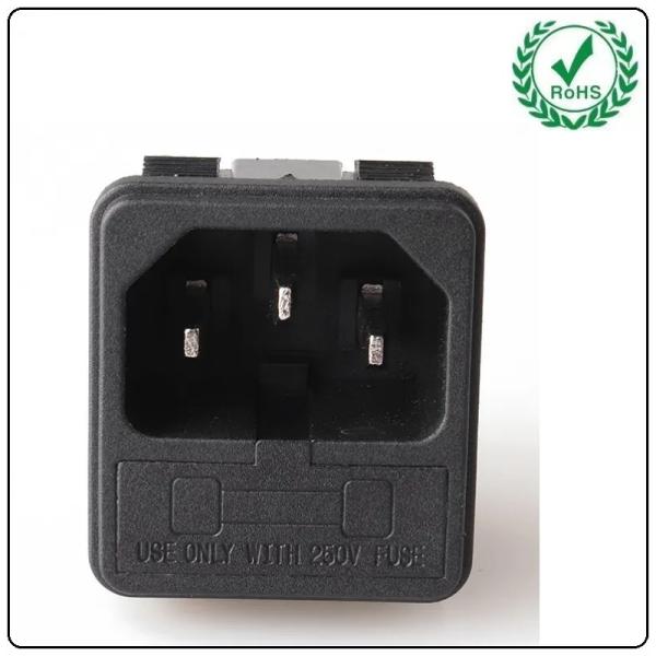 Quality C14 Ac Power Socket Black Socket With 10A Fuse 250V Inlet Male Connector Standard Grounding Easy Life for sale