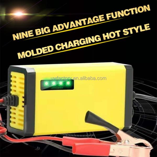 12V 4A 3A 2A Solar Auto Digital Battery Charger with LCD Display Reverse Connecting Protection Connector Current Protection