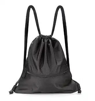 Quality Custom 420D Large Strong Ripstop Waterproof Nylon 420D / 210D Polyester Black Drawstring Backpack for sale