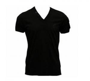 China Bulk V Neck Solid Color Hemp Cotton Clothing Short Sleeve Black Slim Fit T Shirt wholesale