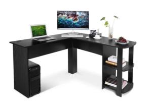 China Modern Wooden Computer Table Laptop Notebook Desk Bookshelf with Storage for Home Workstation wholesale