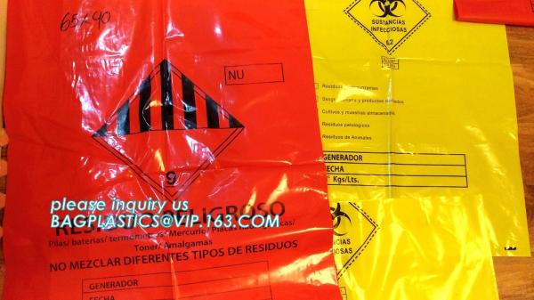 medical garbage bag in roll medical biohazard plastic bag, Biohazard resealable specimen bag,bag for laboratory, bagease