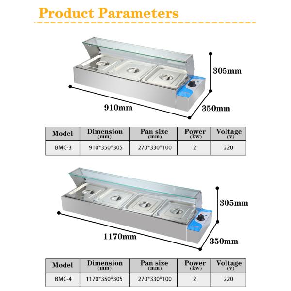 Fast Food Electric Buffet Bain Marie with Stainless Steel Material at 1440*350*305mm