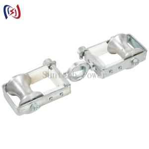 China Double Sheaves Optical Fiber Cable Stringing Pulley Block 2KN OPGW Stringing Tools wholesale