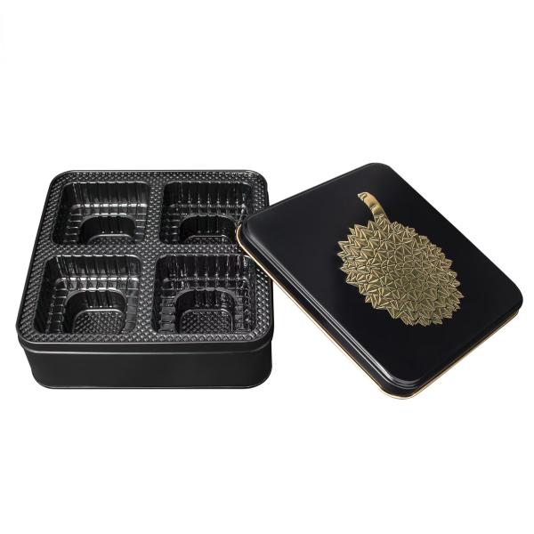 Hinged Metal Tin Boxes For Coffee Multi Flavor Tea Stackable Multi Layer Sweet With Lid