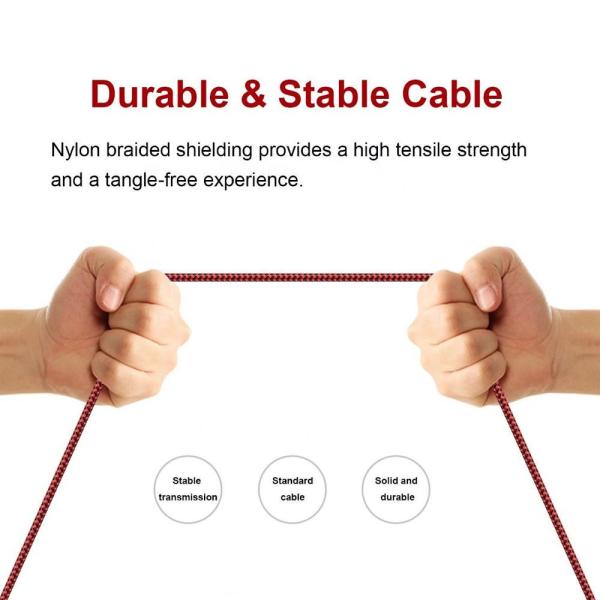 Durable Nylon Braided USB Cable Type C USB A To USB C Wire