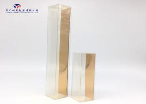 China Delicate Custom Plastic Box , PET Transparent Packaging Box Gold Hard Paper Inside wholesale