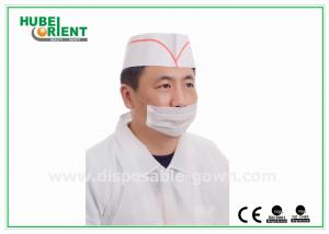 China Odorless Chef Paper Hat Customized Disposable Chef Hats Printing Stripe And Logo on sale