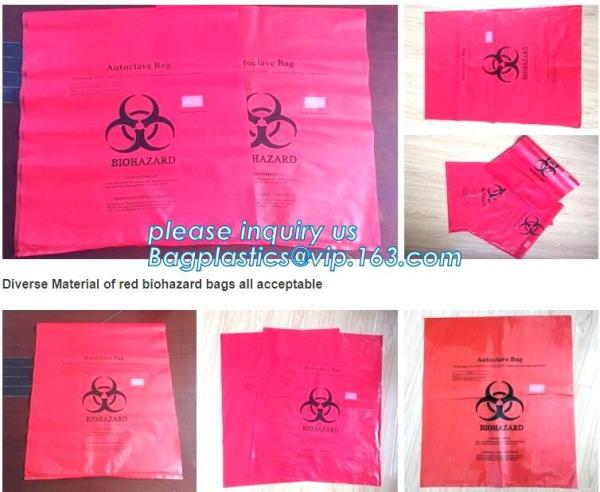 Large Drawstring Biohazardous Waste Bags, Nice printing red incinerate waste bag, Biohazard Bags Medical Waste Bags with
