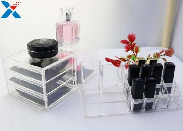 Rectangle Acrylic Makeup Drawer Organizer / Acrylic Cosmetic Organiser ROHS Approved