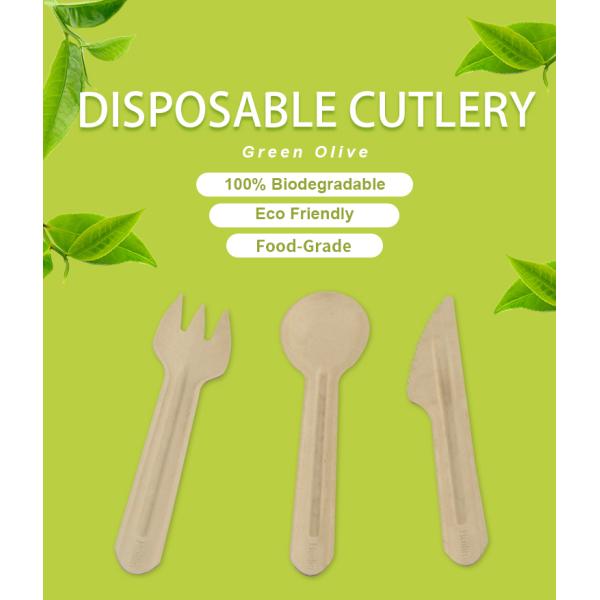 Compostable Airline Disposable Bagasse Cutlery Set, knife , Spoon, Fork