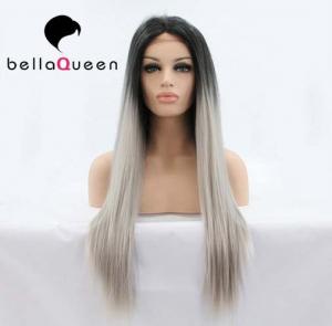 China Ombre Color 1b / Sliver Heat Resistant Human Hair Lace Front Wigs Girl use wholesale